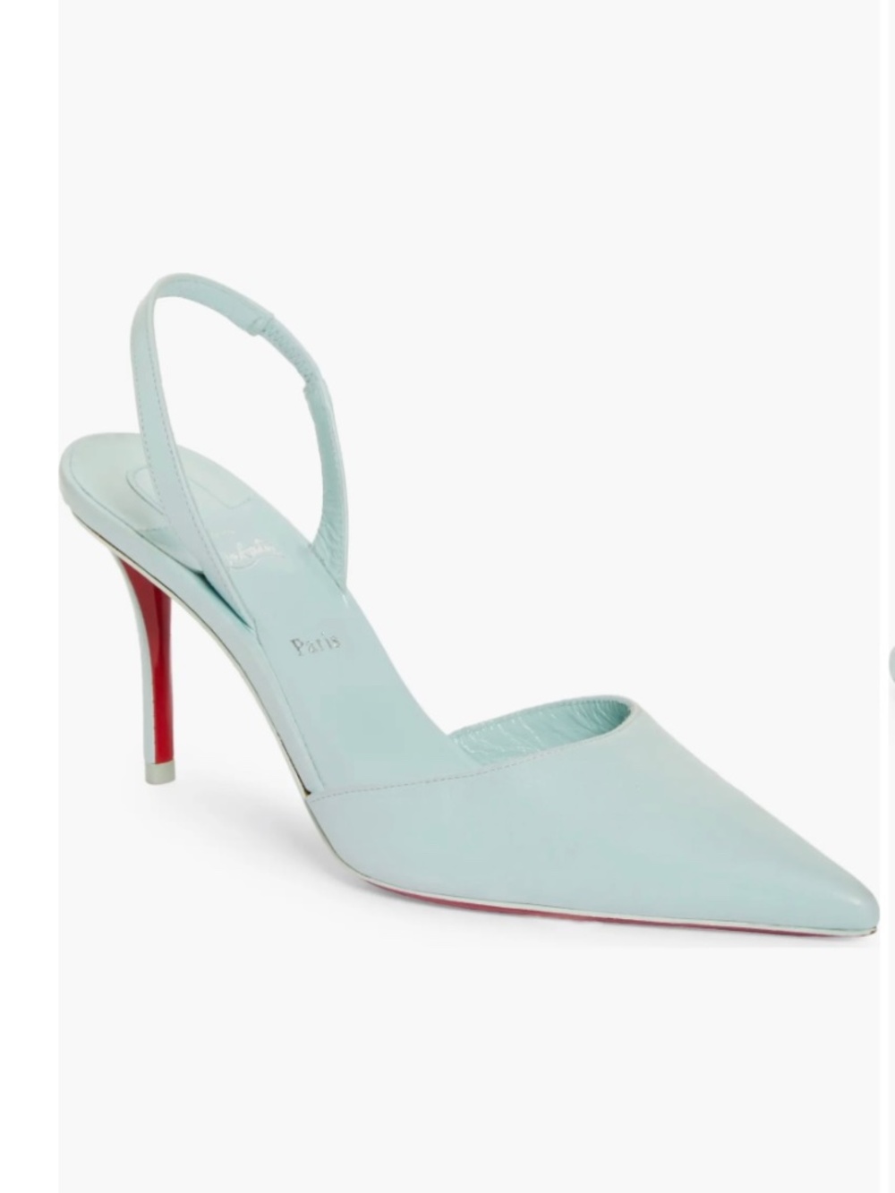 Christian Louboutin Apostropha 80 Iceberg Blue Slingback Pumps 37.5 New